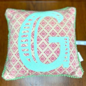 Letter “G” Monogrammed Decorative Pillow